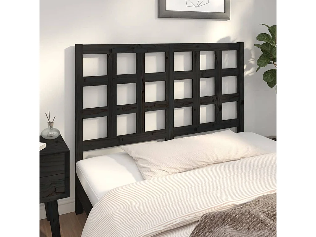 Cabecero de cama madera maciza de pino negro 125,5x4x100 cm ES23410