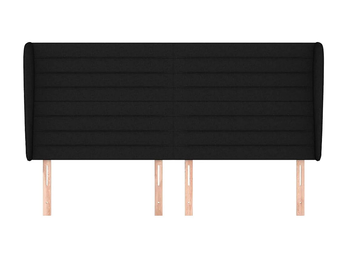 Tête de lit avec oreilles Noir 203x23x118/128 cm Tissu POI27209 BonneVie Meuble