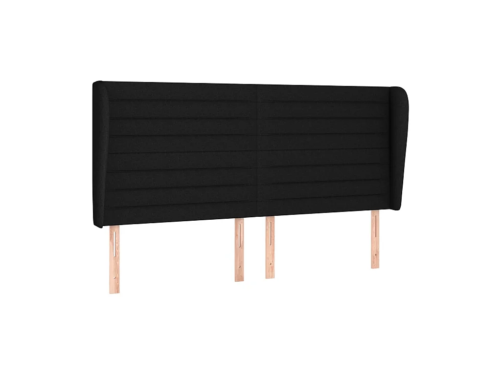 Testiera | Testata del letto ad Orecchio Nera 203x23x118/128 cm in Tessuto