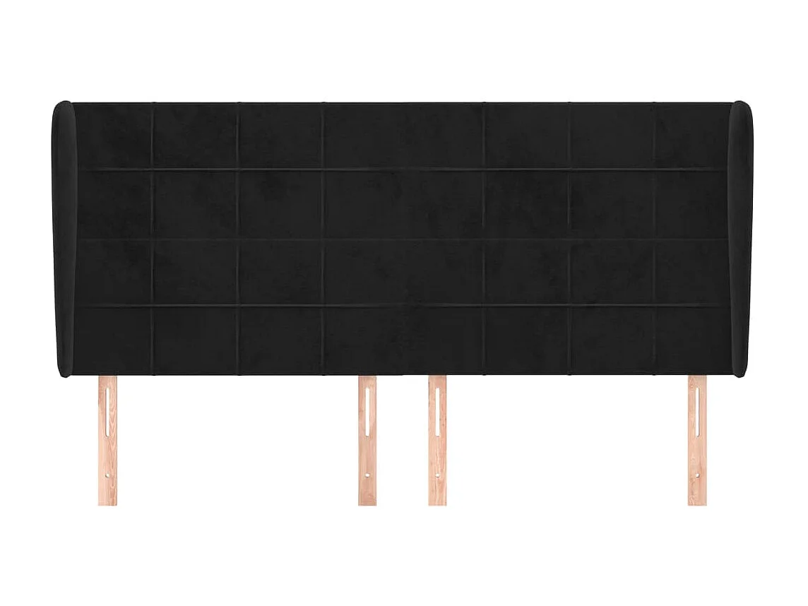 Hoofdbord met randen 203x23x118/128 cm fluweel zwart NL688356