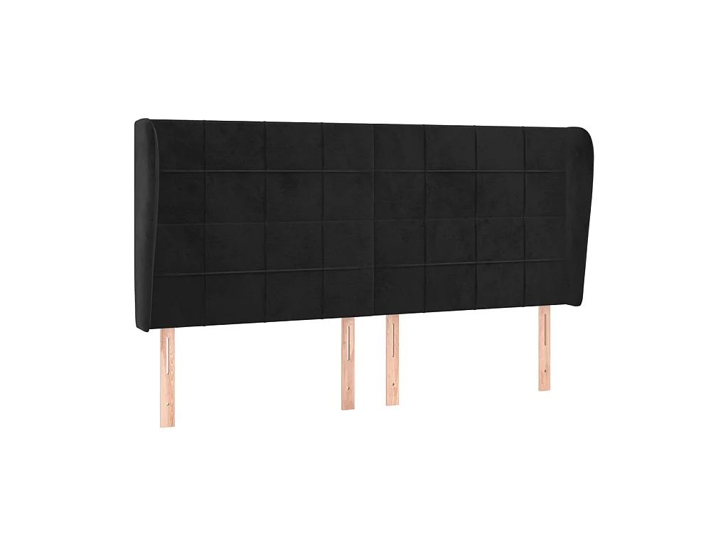 Testiera | Testata del letto ad Orecchio Nera 203x23x118/128 cm in Velluto