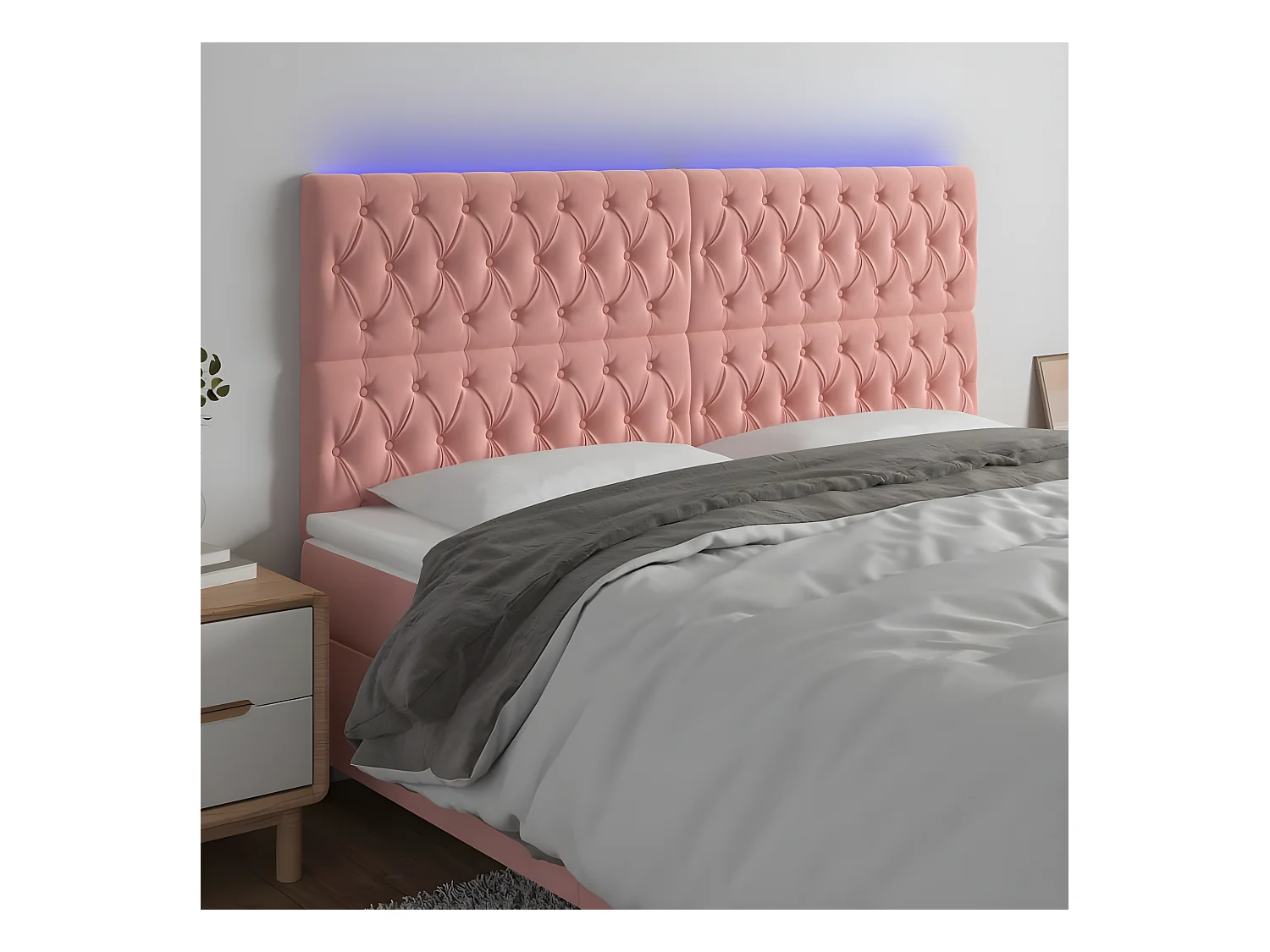 LED Kopfteil,Bettkopfteil Rosa 180x7x118/128 cm Samt -gkd676388