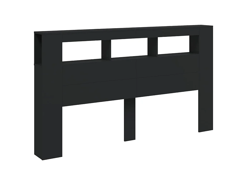 Testiera | Testata del letto LED Nera 180x18,5x103,5 cm Legno Multistrato