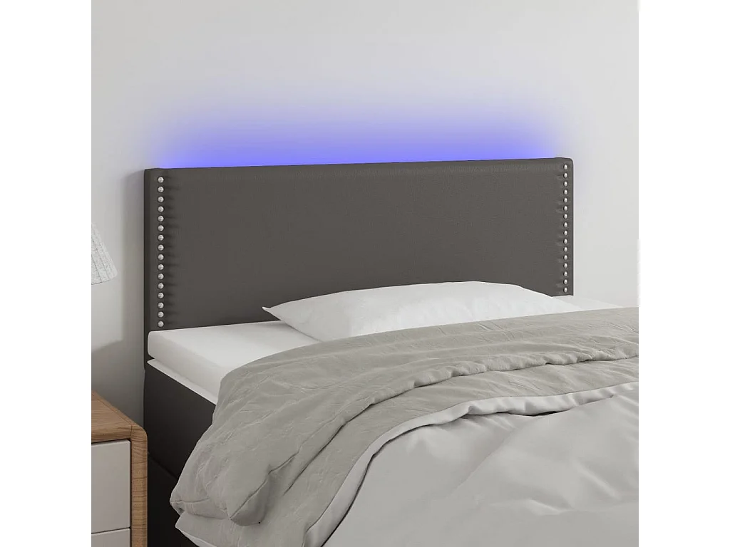 Cabecero con LED cuero sintético gris 100x5x78/88 cm ES92689
