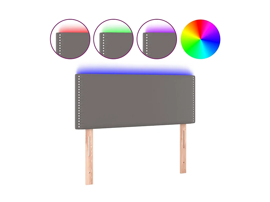 Tête de lit à LED Gris 100x5x78/88 cm Similicuir POI95143 BonneVie Meuble