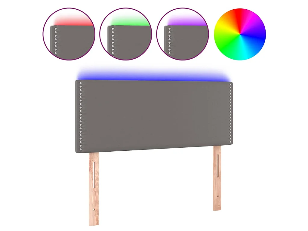 Cabeceira cama c/ LED 100x5x78/88cm couro artificial cinzento PT489709