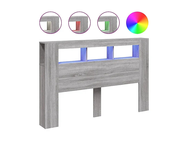 Tête de lit à LED sonoma gris 160x18,5x103,5 cm bois ingénierie POI87262 BonneVie Meuble