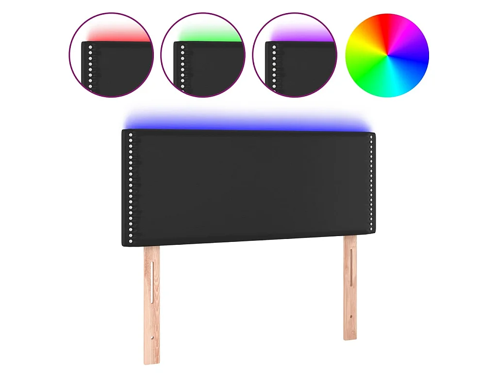 Hoofdbord LED 90x5x78/88 cm kunstleer zwart NL973439