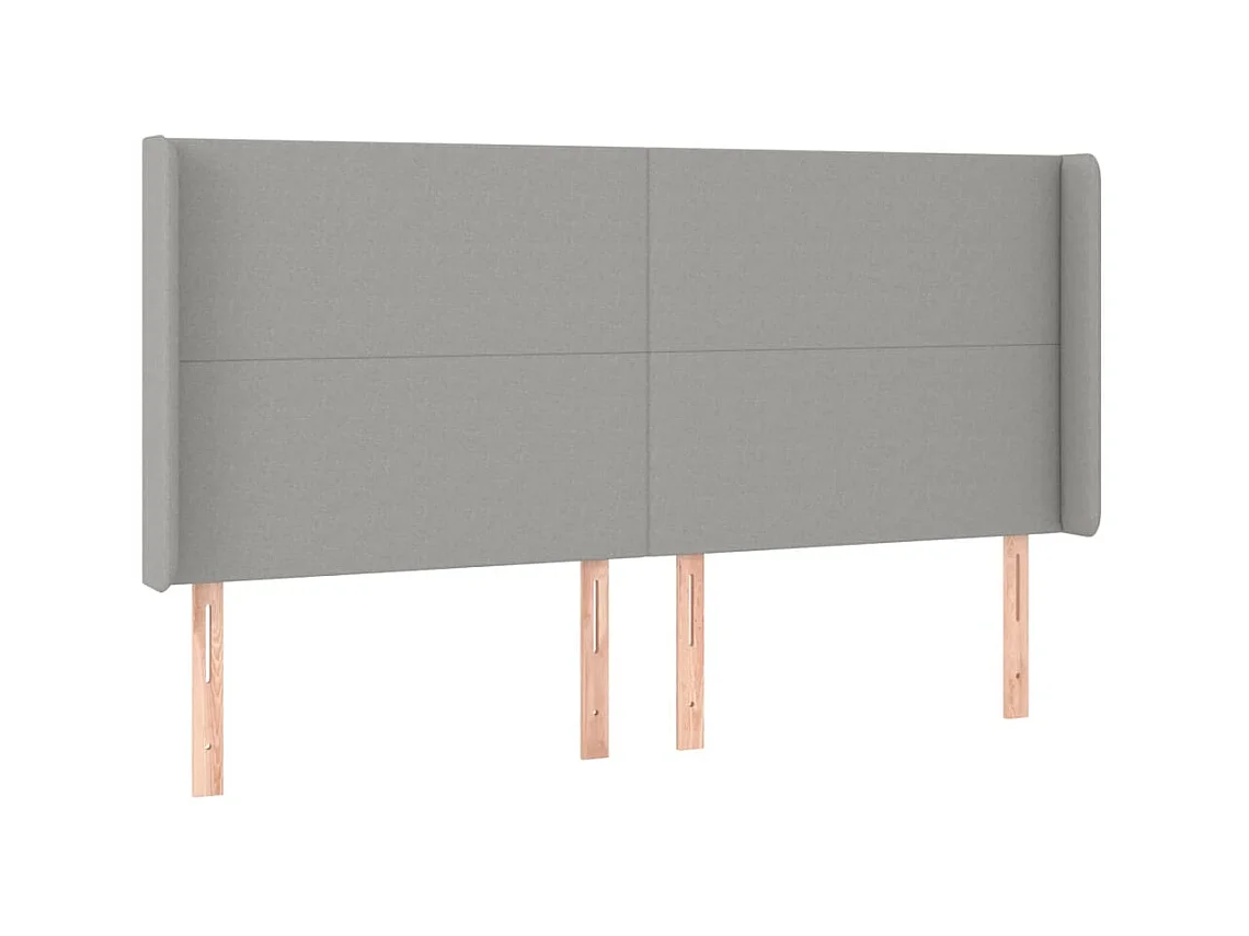 Testiera | Testata del letto ad Orecchio Grigio Chiaro 163x16x118/128 cm in Tessuto