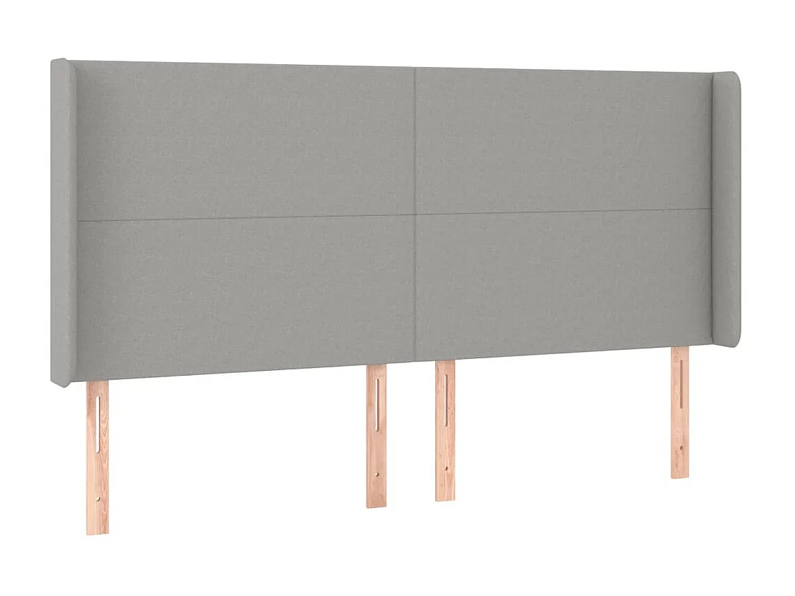 Tête de lit avec oreilles Gris clair 163x16x118/128 cm Tissu POI52434 BonneVie Meuble