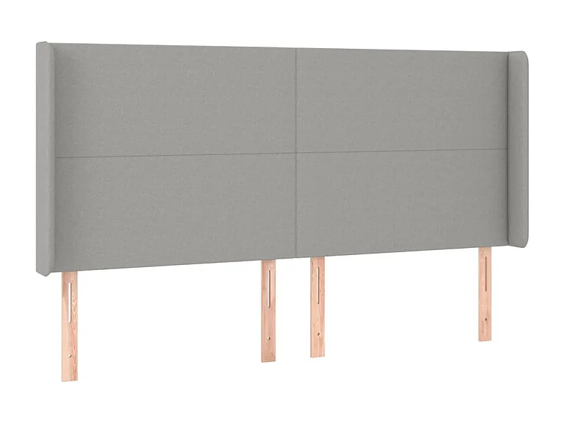 Tête de lit avec oreilles Gris clair 163x16x118/128 cm Tissu POI52434 BonneVie Meuble