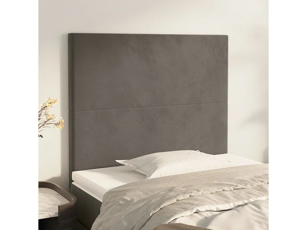 Têtes de lit 2 pcs Gris foncé 80x5x78/88 cm Velours POI92395 BonneVie Meuble