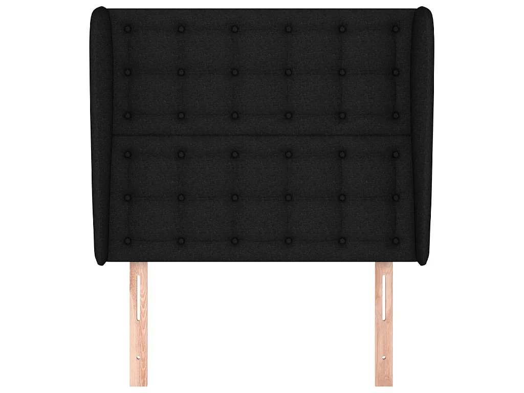 Tête de lit avec oreilles Noir 103x23x118/128 cm Tissu POI56398 BonneVie Meuble