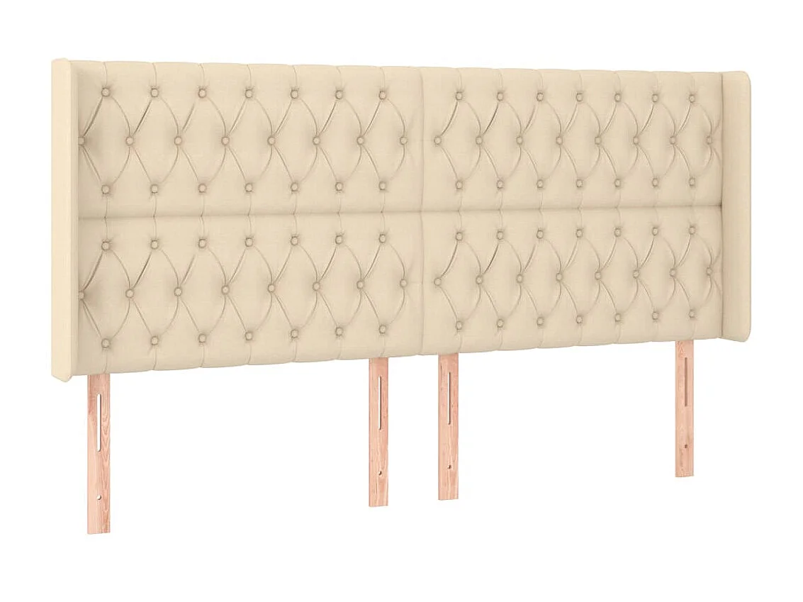 Tête de lit à LED Crème 203x16x118/128 cm Tissu POI48177 BonneVie Meuble