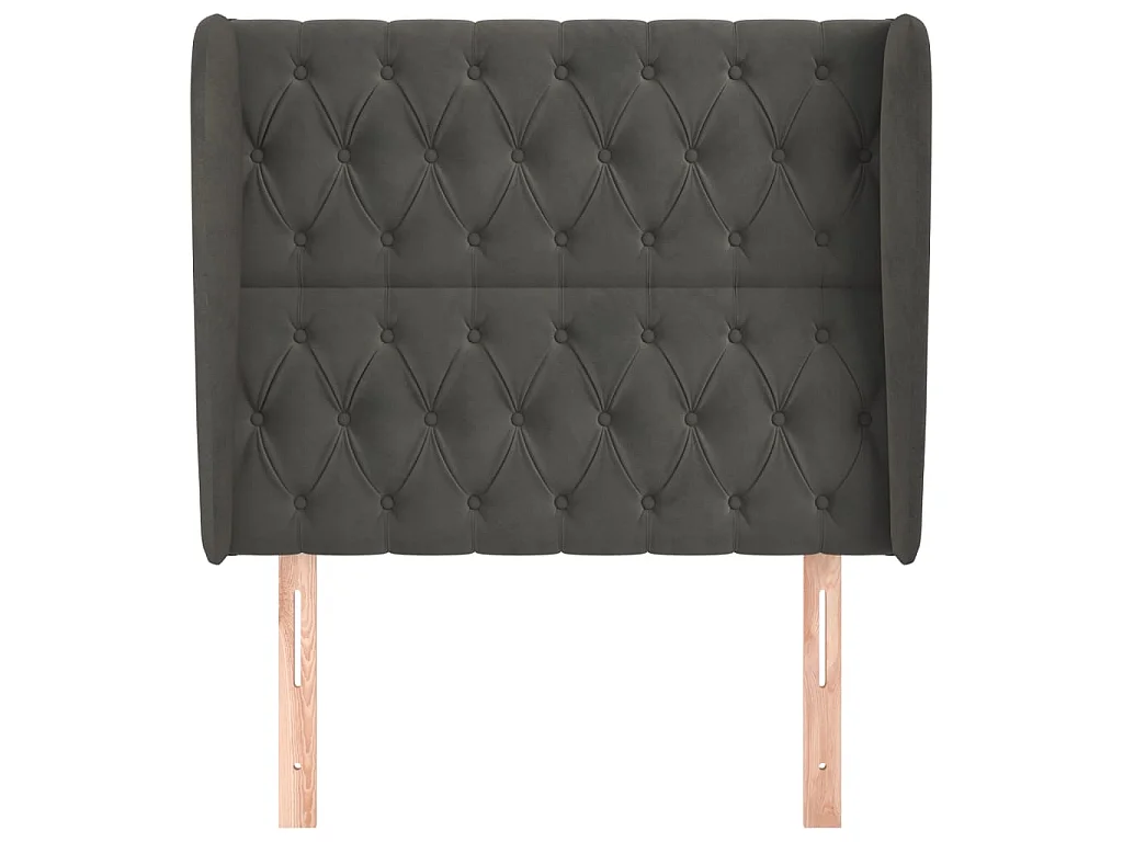 Tête de lit avec oreilles Gris foncé 103x23x118/128 cm Velours POI30574 BonneVie Meuble