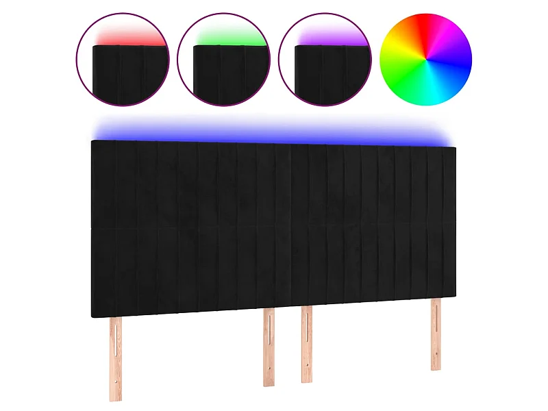 LED Kopfteil,Bettkopfteil Schwarz 180x5x118/128 cm Samt -gkd137525