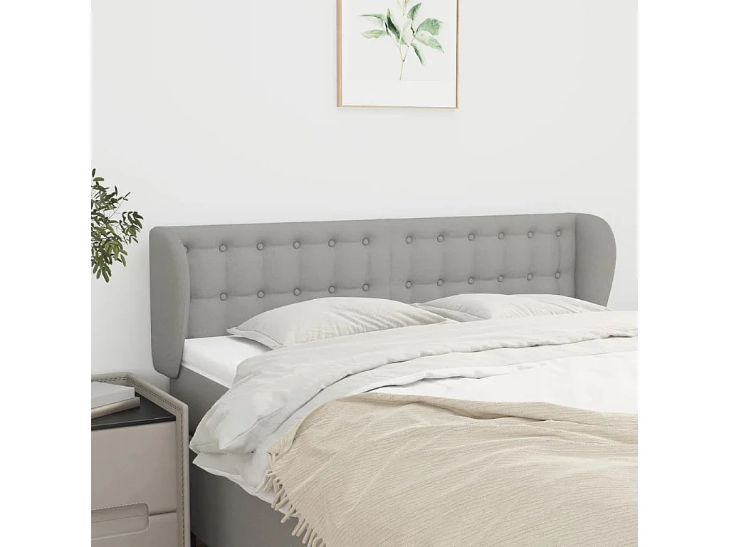 Tête de lit avec oreilles Gris clair 147x23x78/88 cm Tissu POI99714 BonneVie Meuble