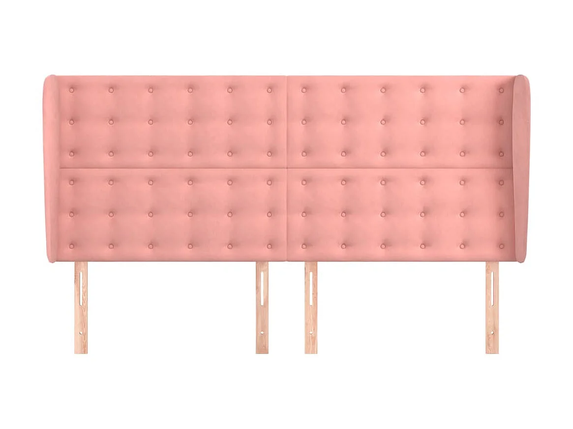 Tête de lit avec oreilles Rose 163x23x118/128 cm Velours POI36290 BonneVie Meuble