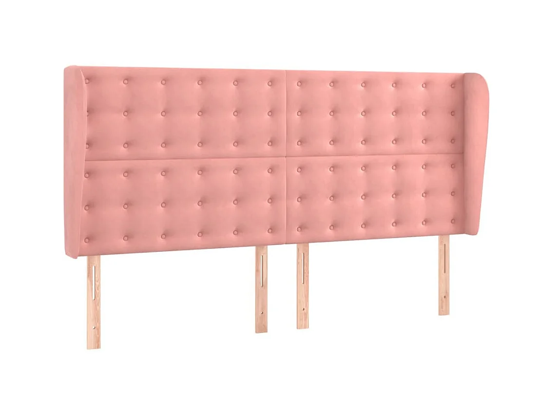 Tête de lit avec oreilles Rose 163x23x118/128 cm Velours POI36290 BonneVie Meuble