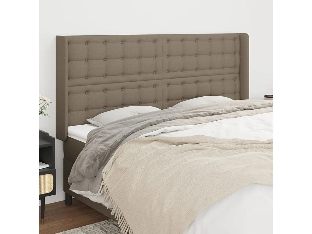 Kopfteil,Bettkopfteil mit Ohren Taupe 203x16x118/128 cm Stoff -gkd839755