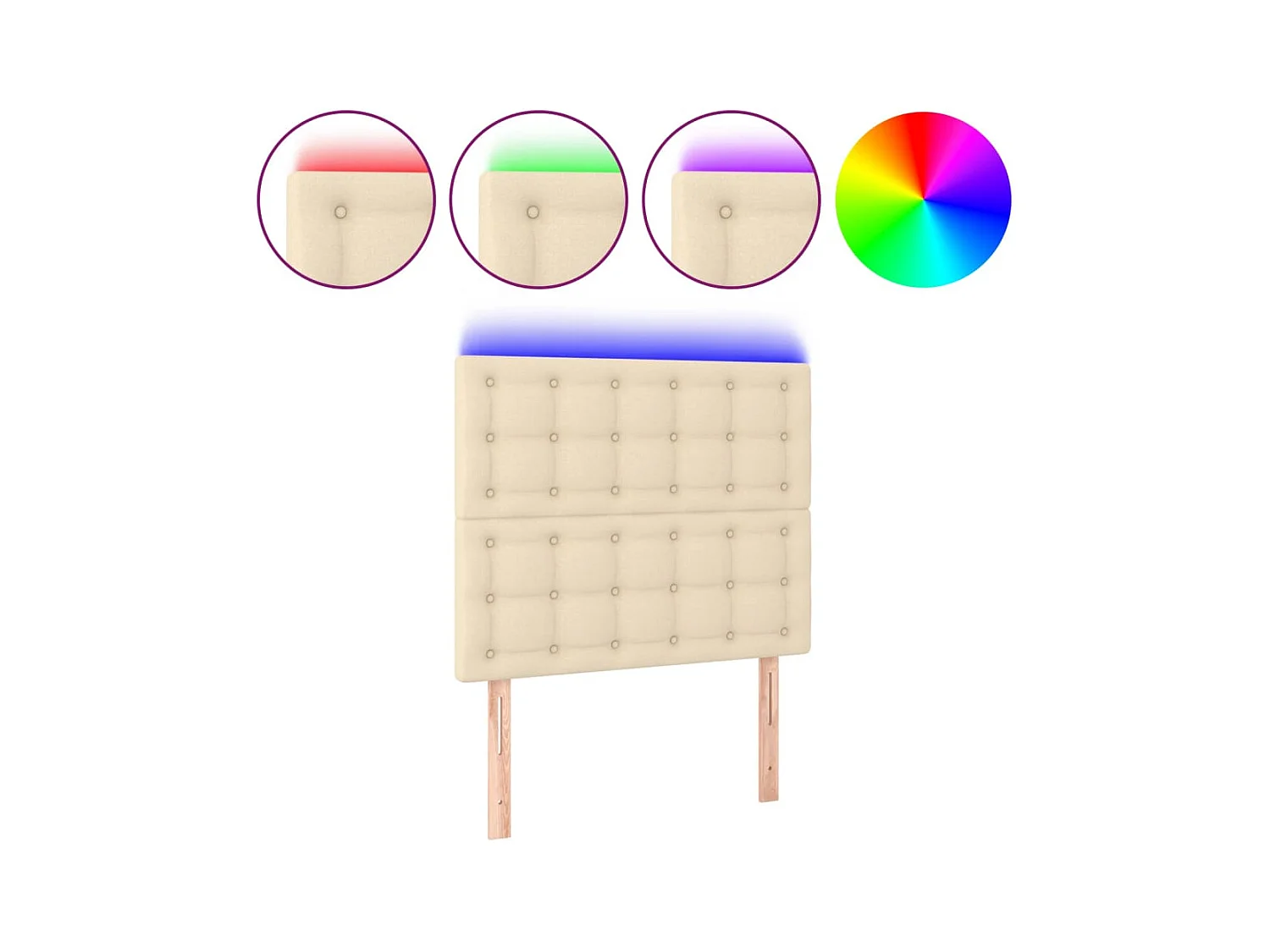 Tête de lit à LED Crème 90x5x118,128 cm Tissu LKC22914 BonneVie Meuble