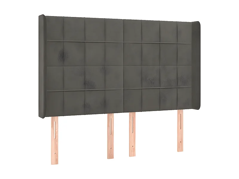 Cabecero con orejas de terciopelo gris oscuro 147x16x118/128 cm ES88331