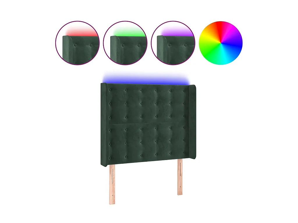 Tête de lit à LED Vert foncé 83x16x118/128 cm Velours POI61359 BonneVie Meuble