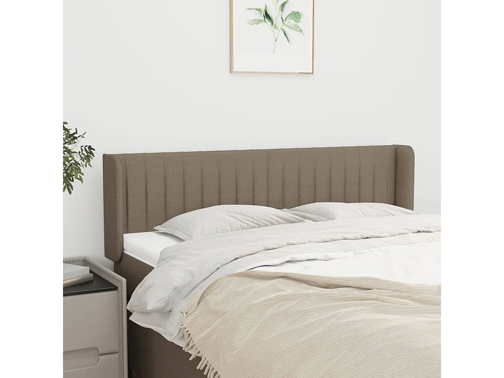 Tête de lit avec oreilles Taupe 147x16x78/88 cm Tissu POI80760 BonneVie Meuble