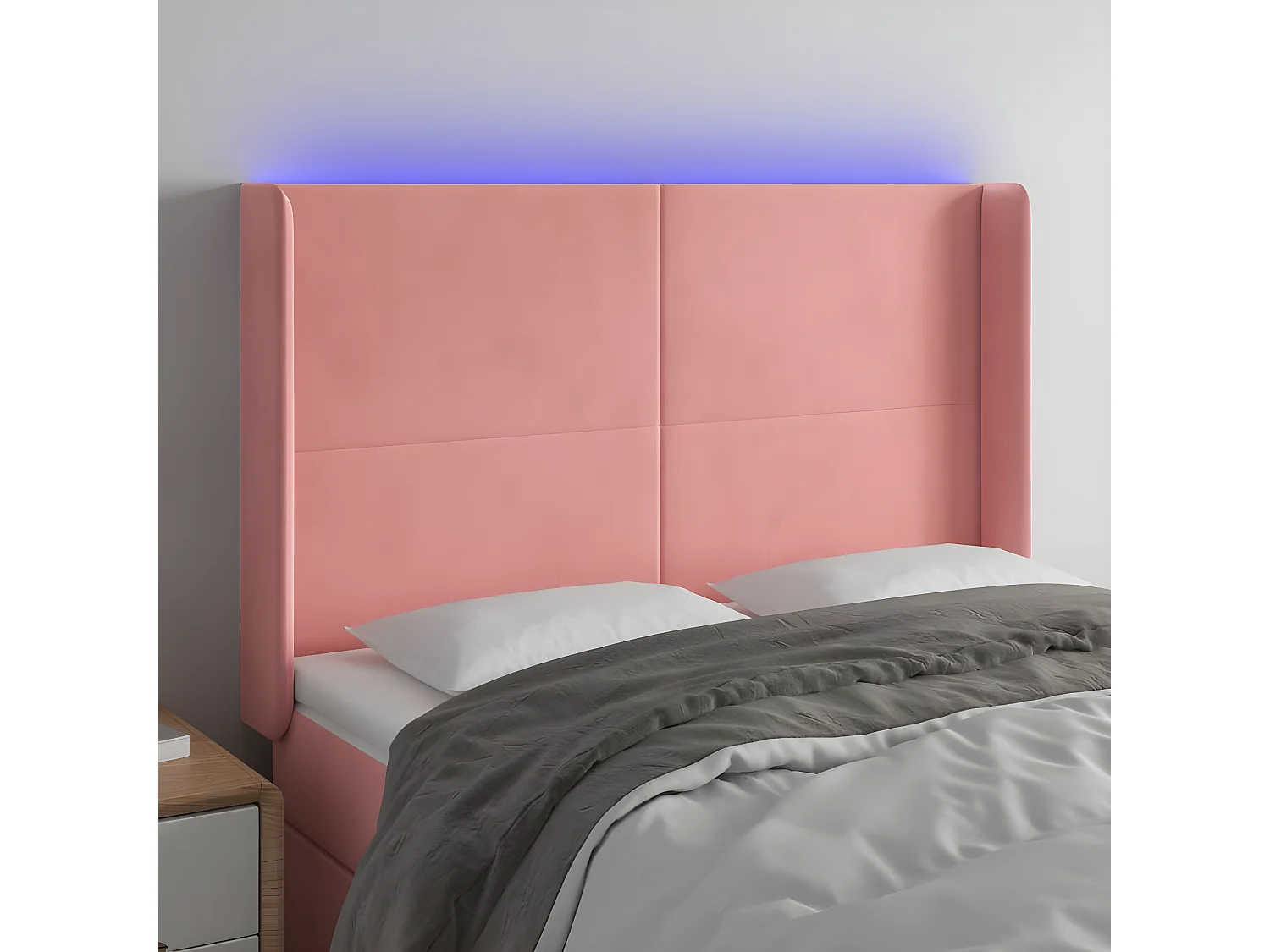 LED Kopfteil,Bettkopfteil Rosa 147x16x118/128 cm Samt -gkd783430