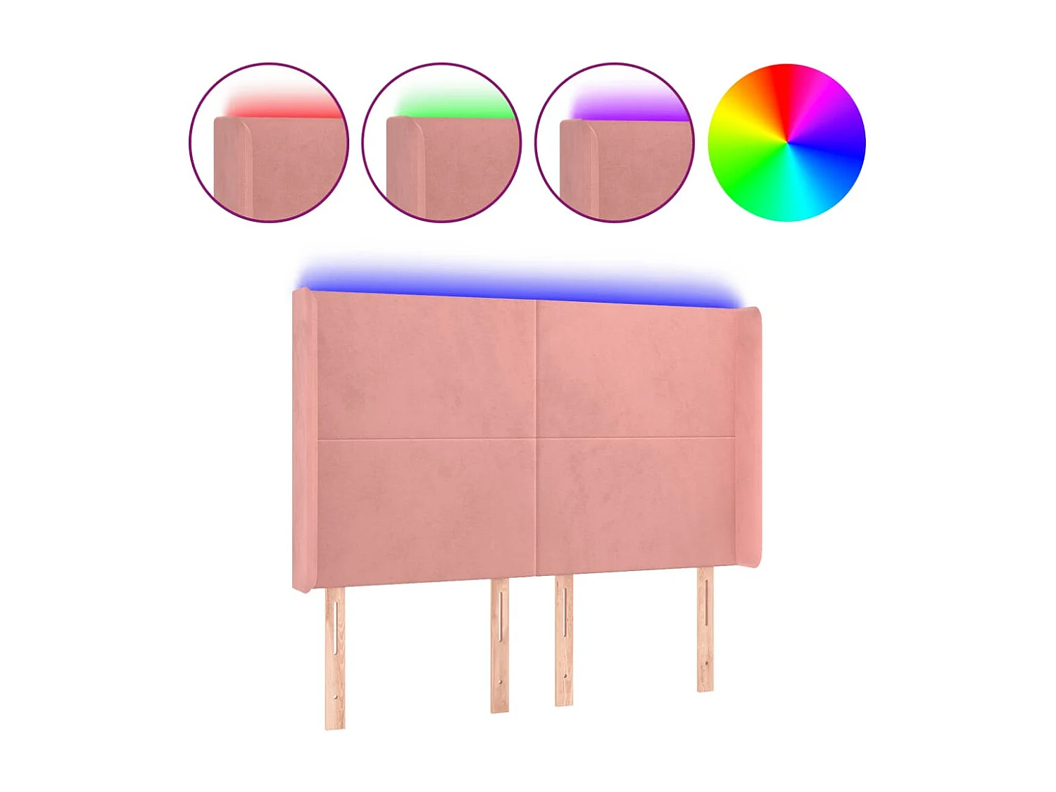 Tête de lit à LED Rose 147x16x118/128 cm Velours POI84279 BonneVie Meuble