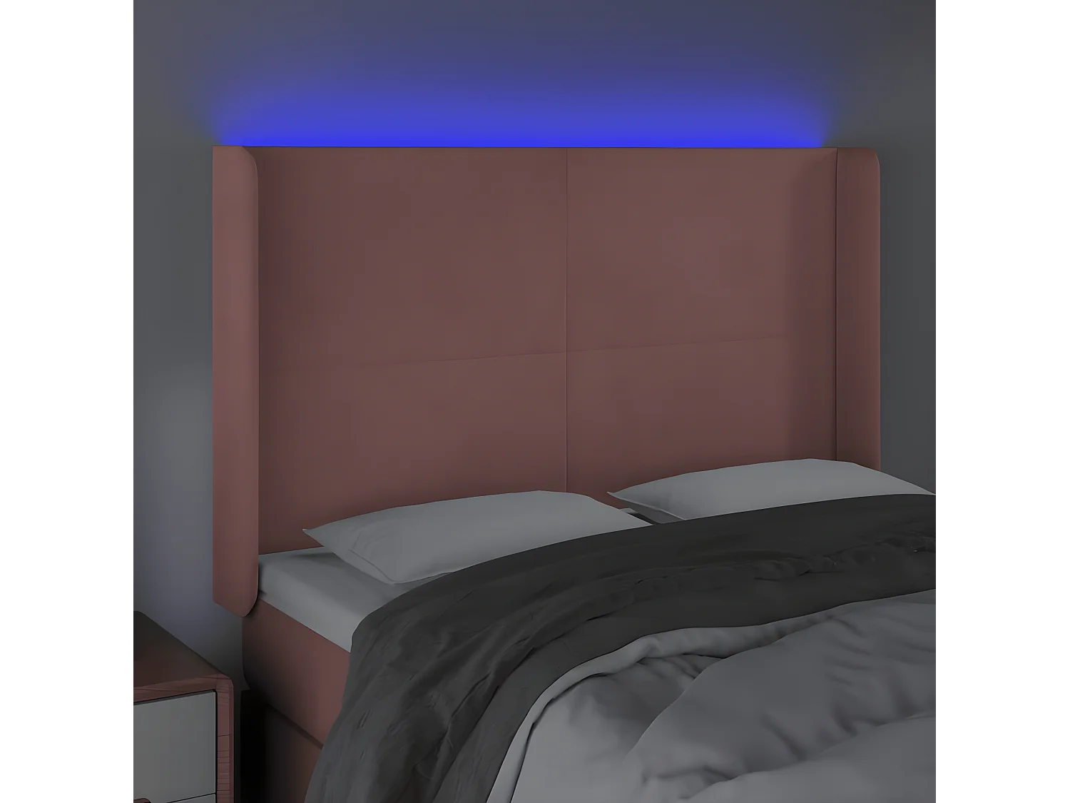 Tête de lit à LED Rose 147x16x118/128 cm Velours POI84279 BonneVie Meuble