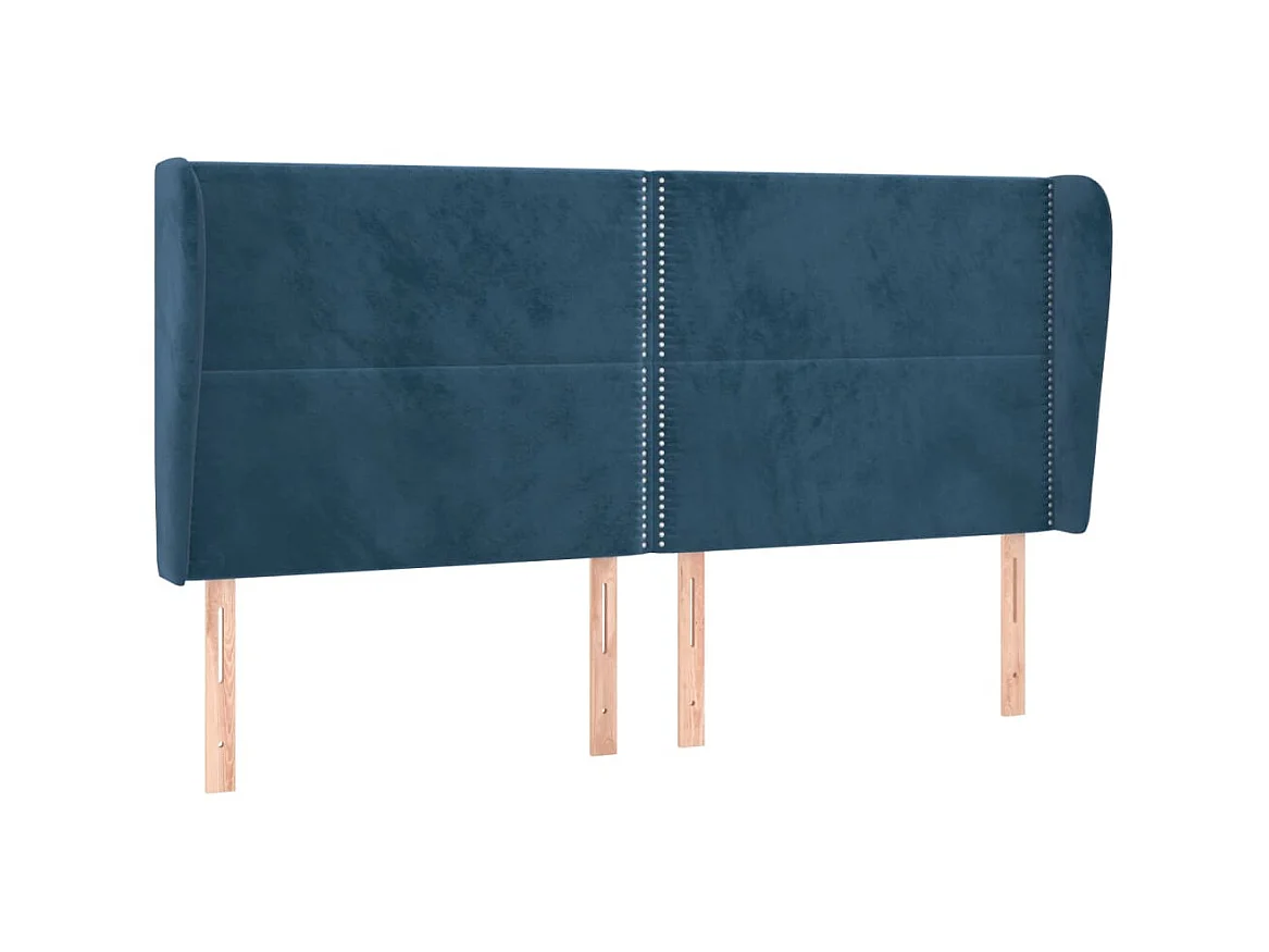 Testiera | Testata del letto ad Orecchio Blu Scuro 183x23x118/128 cm in Velluto