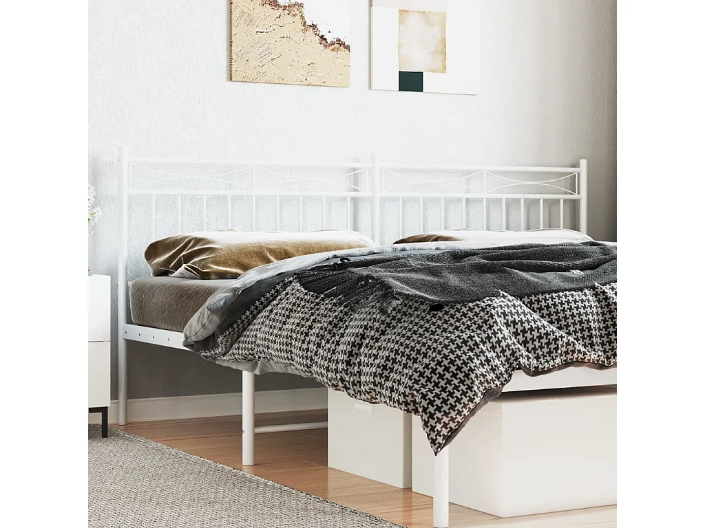 Tête de lit métal blanc 193 cm POI38553 BonneVie Meuble