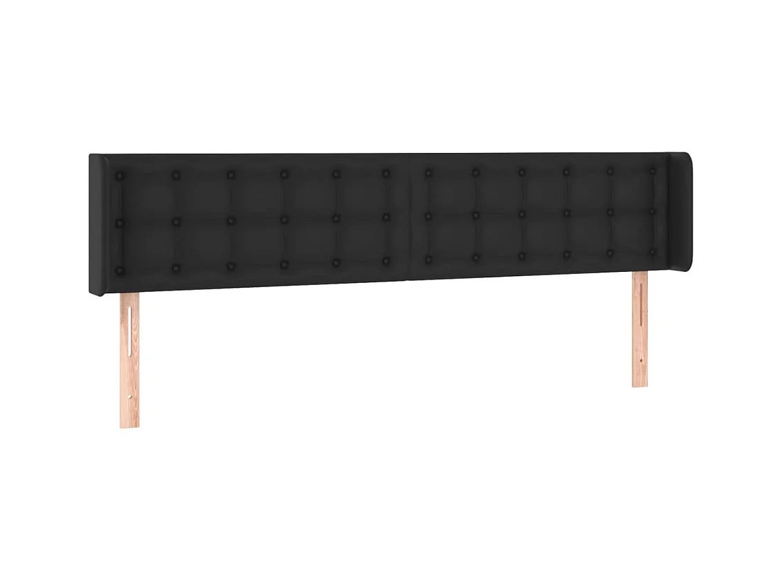 Tête de lit avec oreilles Noir 203x16x78/88 cm Similicuir POI85556 BonneVie Meuble