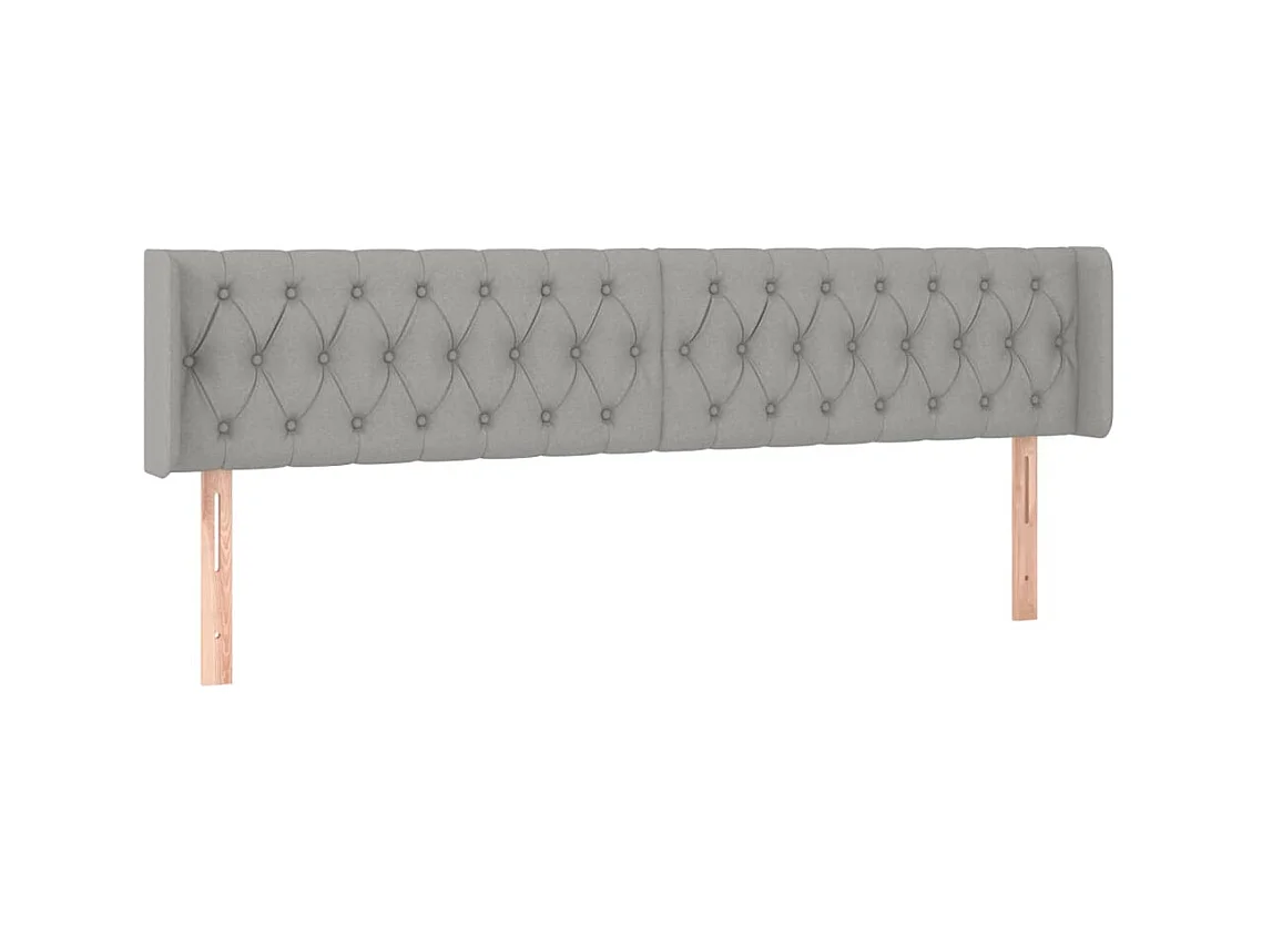 Testiera | Testata del letto ad Orecchio Grigio Chiaro 183x16x78/88 cm in Tessuto