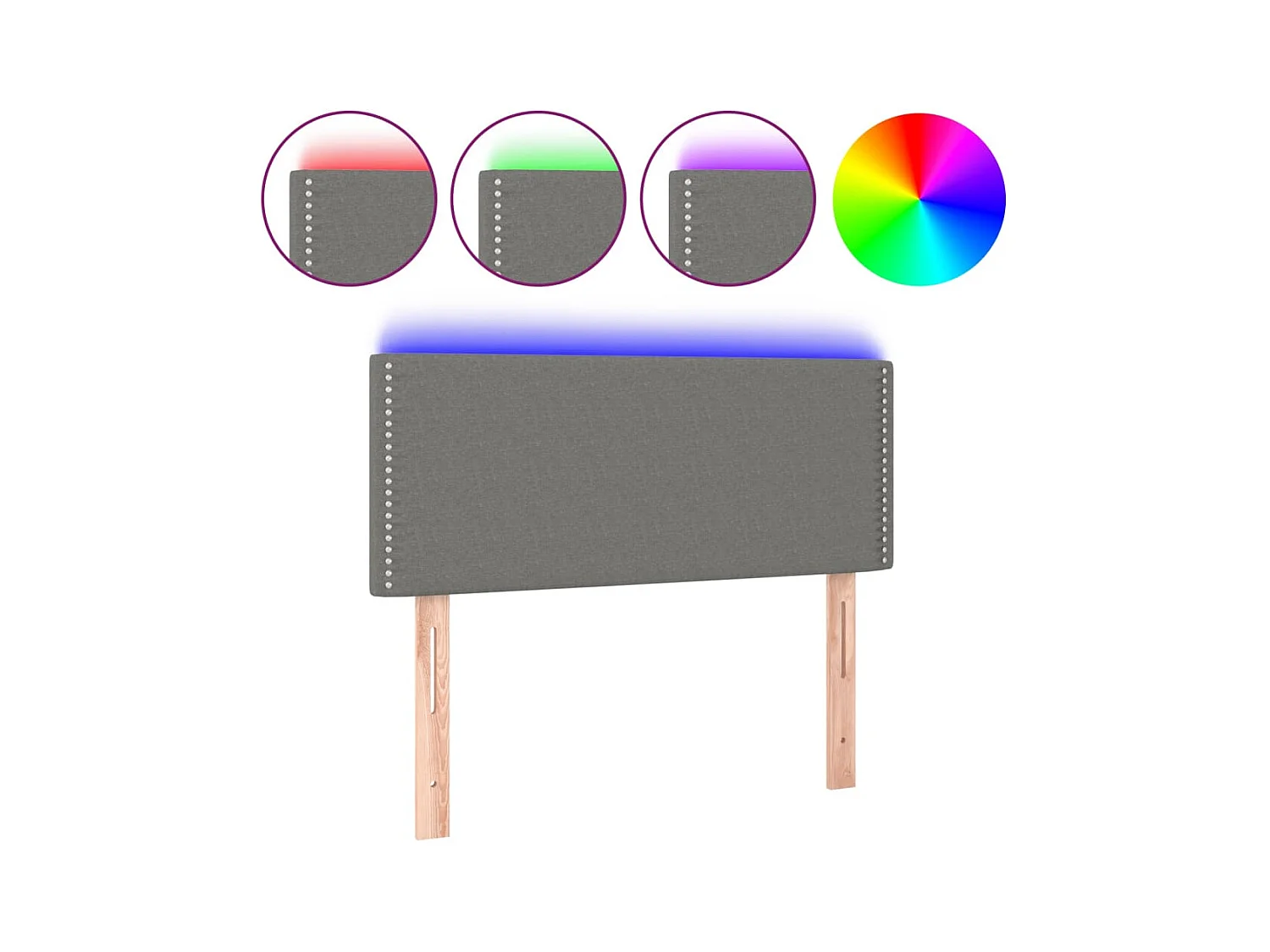 Cabecero con LED de tela gris oscuro 80x5x78/88 cm ES86206