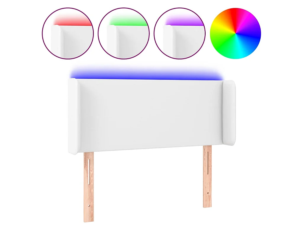 Cabecero con LED cuero sintético blanco 103x16x78/88 cm ES50417