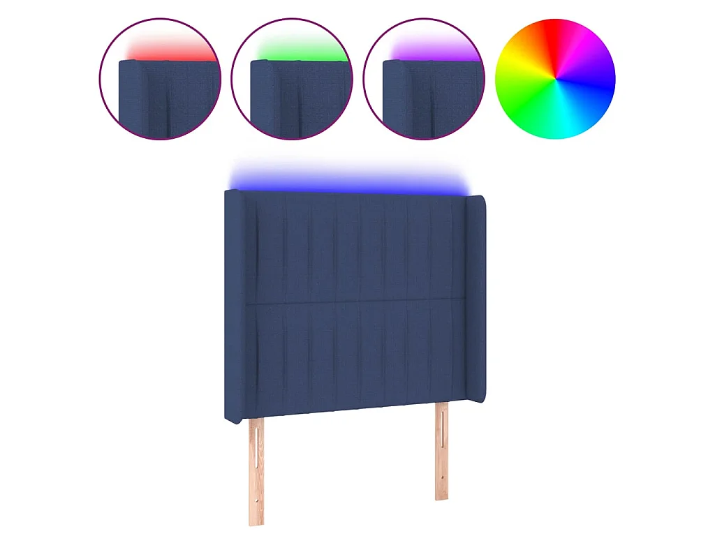 Cabecero con LED de tela azul 83x16x118/128 cm ES44170