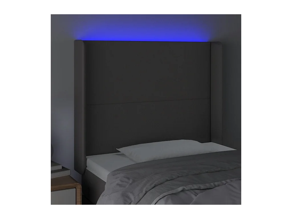 LED Kopfteil,Bettkopfteil Grau 83x16x118/128 cm Kunstleder -gkd841901