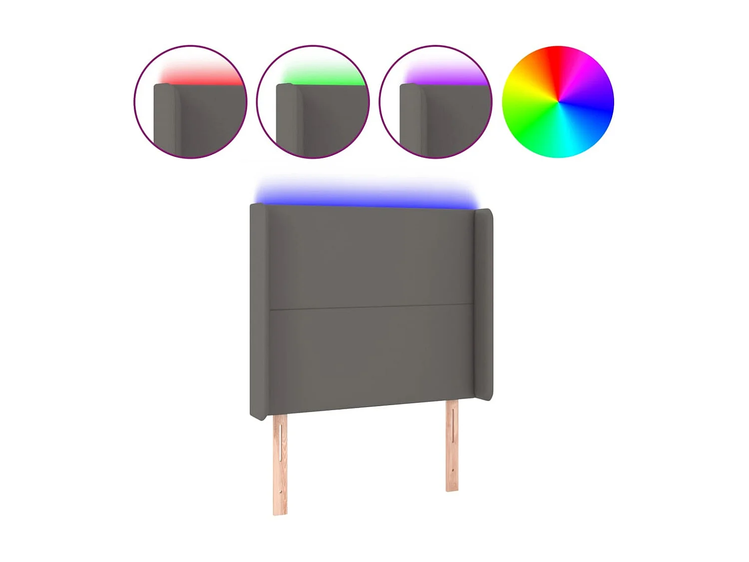 Hoofdbord LED 83x16x118/128 cm kunstleer grijs NL684858