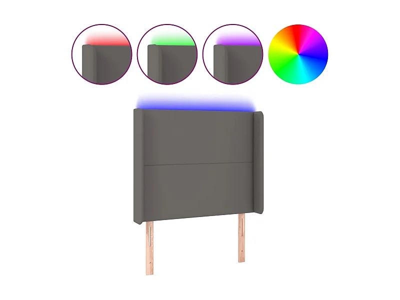 Hoofdbord LED 83x16x118/128 cm kunstleer grijs NL684858