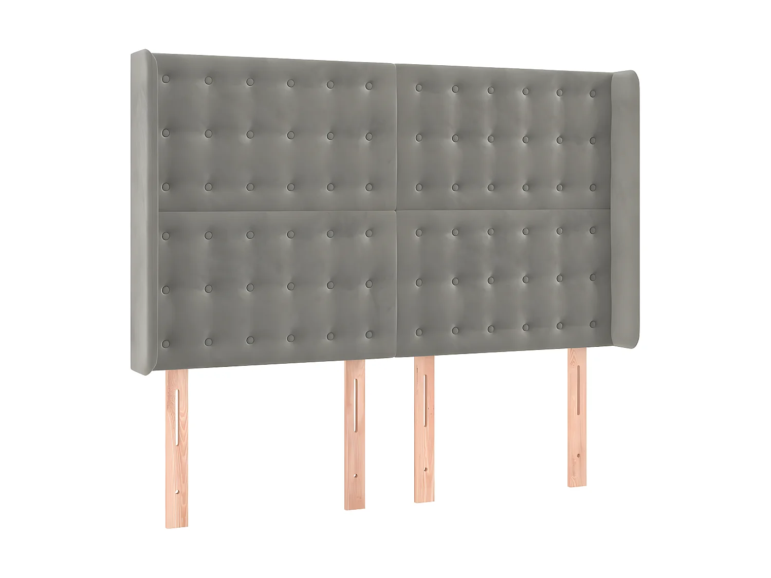 Tête de lit avec oreilles Gris clair 147x16x118/128 cm Velours POI49513 BonneVie Meuble