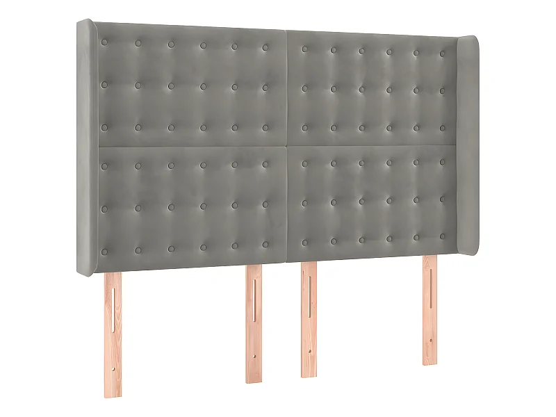 Tête de lit avec oreilles Gris clair 147x16x118/128 cm Velours POI49513 BonneVie Meuble
