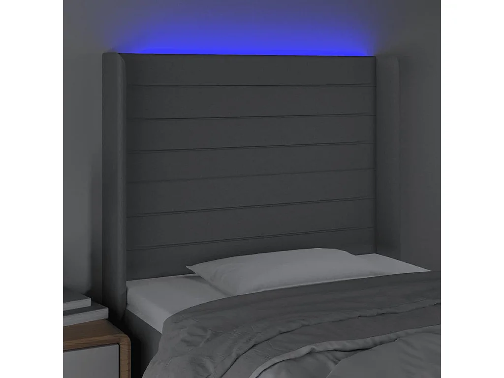 Cabeceira cama c/ luzes LED tecido 93x16x118/128 cm cinza-claro PT273193
