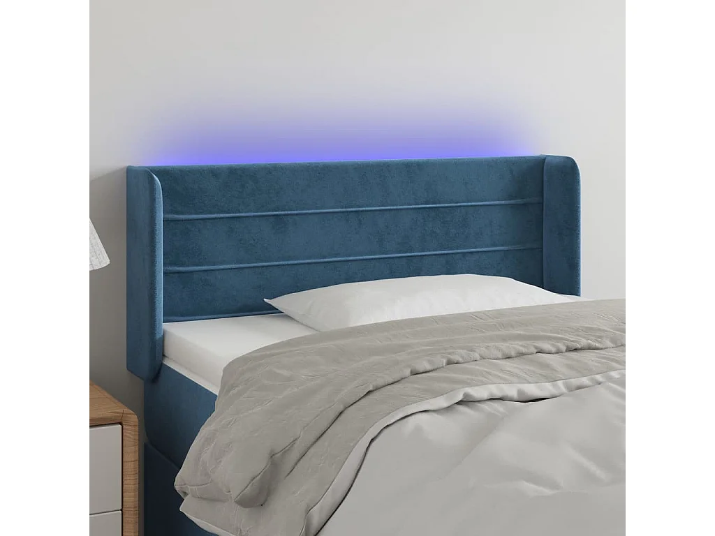 Tête de lit à LED Bleu foncé 93x16x78/88 cm Velours POI87039 BonneVie Meuble