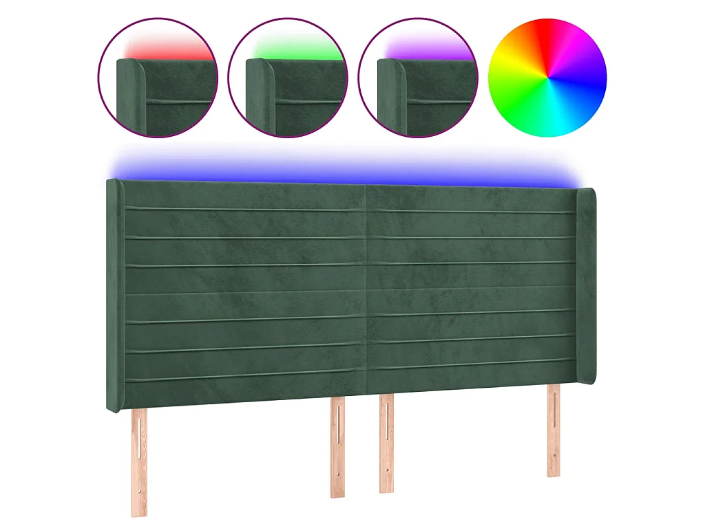 LED Kopfteil,Bettkopfteil Dunkelgrün 183x16x118/128 cm Samt -gkd162985