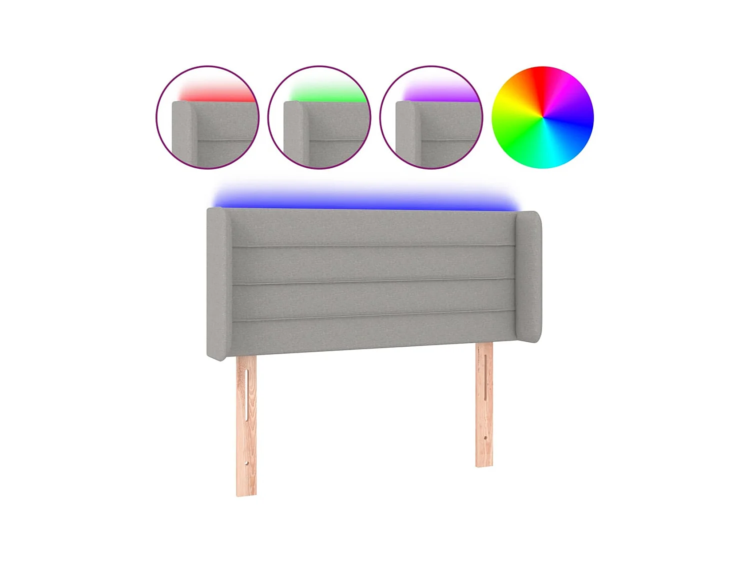 Tête de lit à LED Gris clair 93x16x78/88 cm Tissu POI57925 BonneVie Meuble