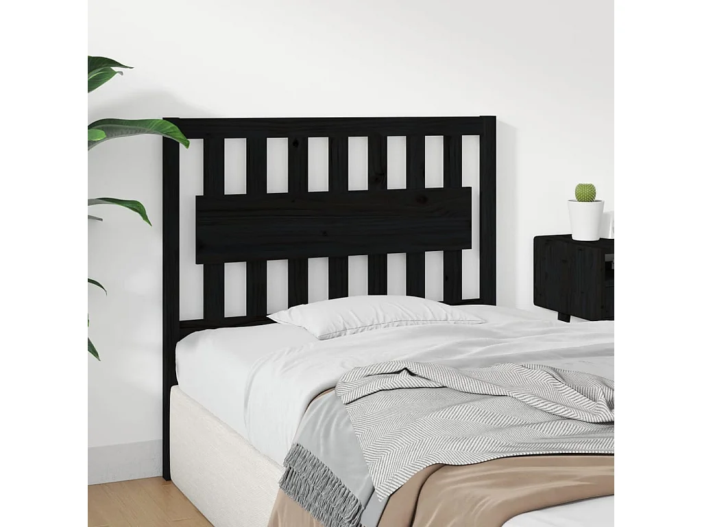 Tête de lit Noir 105,5x4x100 cm Bois massif de pin POI24234 BonneVie Meuble