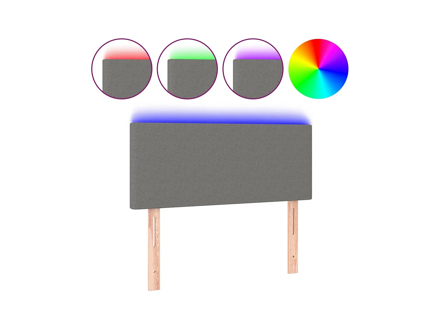 Cabecero con LED de tela gris oscuro 80x5x78/88 cm ES80738
