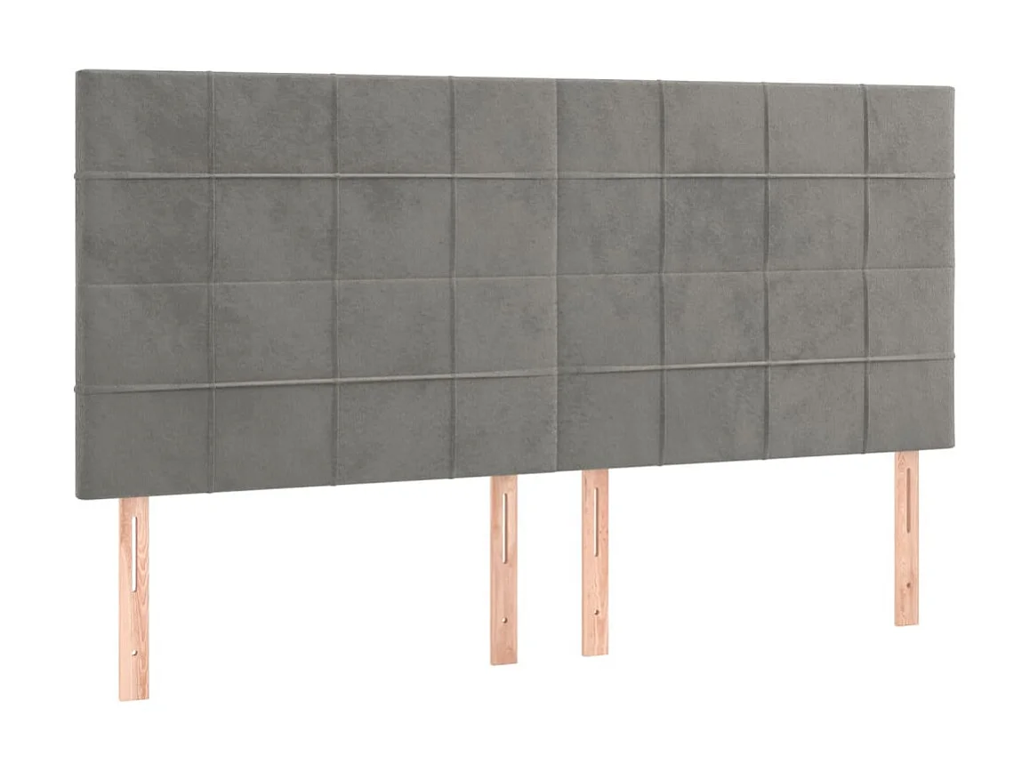 Tête de lit à LED Gris clair 180x5x118/128 cm Velours POI38561 BonneVie Meuble